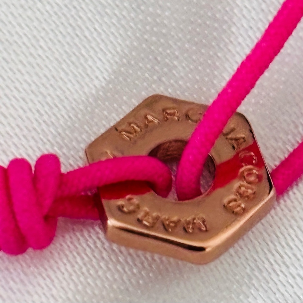 Marc by Marc Jacobs Fuchsia Cord Bracelet with Gold Charms NWOT - Picture 4 of 6